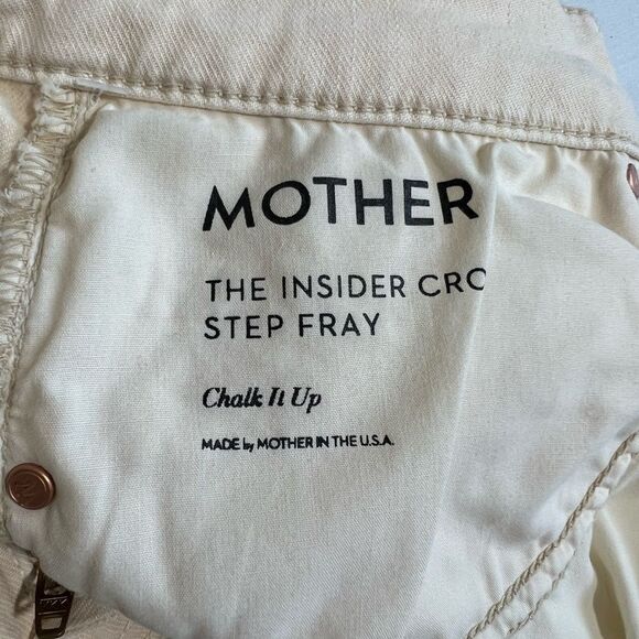 Mother The Insider Fray Hem Jeans In Chalk It Up White New Size 32 - Picture 9 of 15